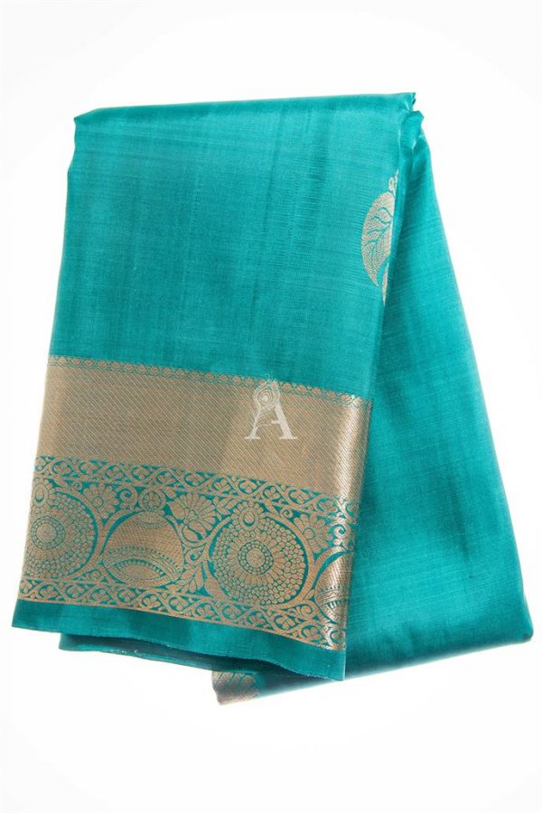 Buy Peacock Blue Kanchipuram Silk Saree